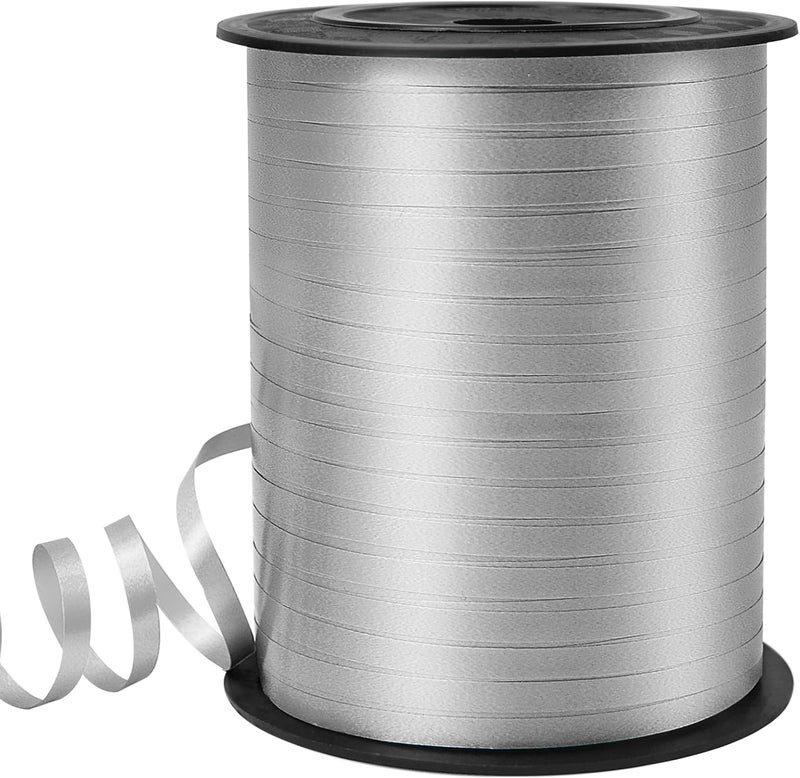 VISPAD Silver Curling Ribbon - 500 Yard Curly Gift Ribbon for Wrapping, Balloons & Floral Arrangements - Image 1